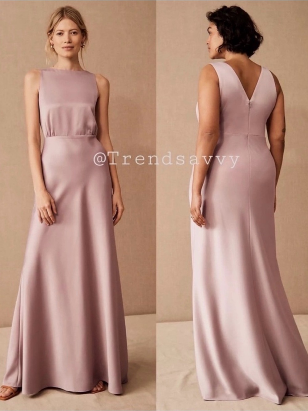 Anthropologie BHLDN Beckett Lilac Satin Maxi Dress 16W Bridesmaid Wedding Formal